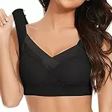 Komfort Bh Wohlivia Haltungskorrektur Push Up Bh Damen Ohne Bügel Große Größen Bustier Damen Spitze Bralette Bügelloser Klassischer Schalen Bhs Bralette Weicher Komfort Seamless (Schwarz, 3XL)