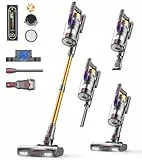CHEBIO Akku Staubsauger, 580W/48000pa/65Mins Staubsauger Kabellos mit LED-Anzeige, Anti-Tangle-Bürste, Freistehender, Aufladen an der Wand, für Boden/Teppich/Tierhaare