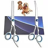 Bubuxy Hunde Scheren, Gebogene Schere Hund Fellschere Für Hunde, Hund und Katze Sicherheit Runde Spitze Grooming Schere, Edelstahl-Fellschere für Hunde und Katzen