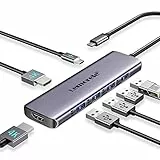 Docking Station USB C Hub, Aluminium Dockingstation Laptop 2 Monitore, Dual HDMI, 4 USB A 3.0&USB 2.0, 100W PD USB C Adapter für PC/Laptop/MacBook/Lenovo/HP/Surface