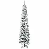 HOMCOM Künstlicher Weihnachtsbaum 210 cm Tannenbaum künstlich mit Kunstschnee, 490 Spitzen Christbaum Weihnachtsdeko inkl. Metallständer für drinnen