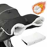 Flintronic Handwärmer Kinderwagen, Schwarz Kinderwagen Handwärmer, Universalgröße Handwärmer für Kinderwagen, Kinderwagenmuff mit Warm Flanell (Schwarz)
