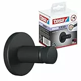 tesa MOON BLACK Handtuchhaken, matt schwarz, für Bad & WC - für Bäder im Industrial Style und moderne Badezimmer - bohrfrei, inkl. Klebelösung - 37 mm x 37 mm x 36 mm