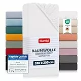 Blumtal® Basics Spannbettlaken 180x200cm Jersey - Baumwolle 100% - Oeko-TEX zertifiziert - Matratzenbezug - Bettbezug - Leintuch - Weiß