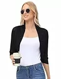 KANCY KOLE Kurze Strickjacke Damen 3/4 Ärmel Elegant Pullover L