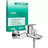 hansgrohe Logis - Badewannenarmatur Aufputz für 2 Verbraucher, Mischbatterie Badewanne mit Auslauf Länge 19,4 cm, Einhebelmischer Wanne, Chrom, 71400000