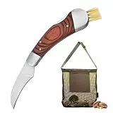 SUNOYA Pilzmesser mit Bürste und Tasche, 19cm Pilzsammler Messer, Pilzsammeltasche, Edelstahl Taschenmesser Klappmesser, Schwammerlmesser mit Pinsel für Outdoor und Camping, Wandern, Ernten, Picknick