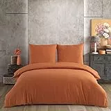 Vency Bettwäsche-Set 200x200 Orange - Atmungsaktiv - Renforcé - 3-teilig mit 1x Bettbezug 200x200 + 2x Kissenbezug 80x80 - Orange