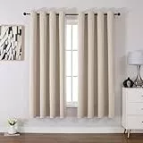 CUCRAF Verdunklungsvorhänge Thermovorhang Kälteschutz 2er Set H213 x B132cm Vorhänge mit Ösen Hellbeige Vorhang Blickdicht Weich und Langlebig Schallschutz Vorhang für Schlafzimmer Wohnzimmer