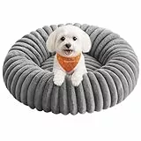 Feandrea Hundebett, mittelgroßes Katzenbett, 60 cm Durchmesser, Hundekörbchen, Hundekissen waschbar, weiche Polsterung, rutschfest, Taubengrau PGW302GD01