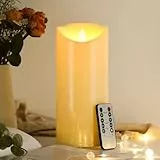 EXTSUD 23.5cm×10cm LED kerzen mit Fernbedienung Spritzwassergeschützt Led Candles mit Timer Flackernde Flamme elektrische Kerzen Batterie Outdoor Stumpenkerzen (Langlebige 500 Stunden, 1 Stück)