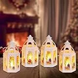 4 Stück Weihnachtsdeko Laterne Mit LED Kerzen, Weihnachtslaterne, Flammenlose Kerzenlaterne, Windlicht, Beleuchtete Laternen Für Innen Und Außen (A)