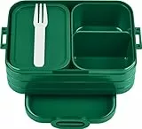 Mepal Brotdose Midi - Bento Box für 2 Sandwiches oder 4 Brotscheiben - Lunchbox für kleine Snacks & Reste - Erwachsene Essenbox mit Fächern - Vivid green