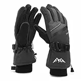 Caracaleap Skihandschuhe Männer Frauen Schnee Handschuhe Winddicht Winter Wasserdicht Schwarz XL