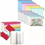 Koogel Mini Notizbücher & A4 Dokumententaschen Set,24 Notizbücher in 12 Farben + 12 A4 Zip Taschen für Schule, Büro und Alltag