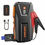 AsperX Starthilfe Powerbank (Bis Zu 10,0L Benzin oder 8,0L Diesel), 3000A Auto Starthilfe Powerbank für pkw 12V,IP64 Wasserdicht Jump Starter mit LED Taschenlampe,Kompass,für LKW UTV Van Motorrad