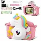 Kinderkamera, CAMCLID Kinder Kamera 1080P 2.0”-Bildschirm Digitalkamera Kinder mit 32GB Karte, Weihnachten Spielzeug Geschenke für 3 4 5 6 7 8 9 Jahre Jungen und Mädchen (Rosa)