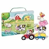 Ravensburger 12034123 Play+ Magnetisches Holz-Zähl-Puzzle: Bauernhof, Zählspiel und Balancierspiel für Kinder ab 1 Jahr, FSC-Holz