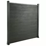 Floordirekt WPC Zaun Komplettset - Schwarz - 180x180cm - Gartenzaun Sichtschutzzaun Windschutzzaun - Element für Terrasse & Garten - Inklusive Montagematerial - Ponza