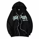 Sweatjacke Herren Zipper Hoodie Y2K Oversized Sweat Jacken Hoody Mit Kapuze Kapuzenpullover Kapuzenjacke Sweatshirt Hoodie Pullover Geschenke Für Männer Jungen Herren Schwarz S