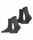ESPRIT Damen Socken Shimmer Multipack W So Baumwolle gemustert 2 Paar, Grau Dark Grey 0050, 35-38