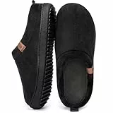 MERRIMAC Herren Slip-on Hausschuhe Bequem Memory-Schaum Rutschfest Innen Pantoffeln Dunkelschwarz, 43-44 EU