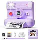 CalineGam Kinderkamera Sofortbildkamera, 1080P HD Sofortbildkamera Kinder mit 32 GB Karte und 3 Papierrollen, Kinderspielzeug mit Zwei Objektiven, Geschenke für Jungen & Mädchen von 3-12 Jahren