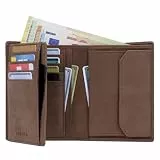 KORUTA Leder Geldbörse Herren mit RFID Schutz I Portemonnaie Groß mit Münzfach I 13 Fächer I Echtleder Geldbeutel für Männer I Brieftasche Wallet Portmonee Braun (Hunter)