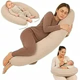Totsy Baby Stillkissen XXL Schwangerschaftskissen 190 cm - Pregnancy Pillow Body Pillow Seitenschläferkissen Schlafkissen Lagerungskissen Kissen mit Bezug aus Musselin Oeko-Tex