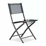 Relaxdays Klappstuhl Balkon, Metall, Kunststoff, Gartenstuhl, HxBxT: 87 x 46 x 48 cm, Balkonklappstuhl, anthrazit, Grau