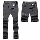 BenBoy Herren Wanderhose Wasserdicht Outdoorhose Atmungsaktiv Zip Off Trekkinghose Schnell Trockend Leicht Camping Sommer Softshellhose Funktionshose(Grau,L)