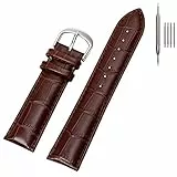 EACHE Uhrenarmband 20mm Leder Herren Damen, Klassisches Krokodil-Design Uhrenarmbänder Braun mit Silberner Schließe