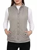 Allegra K Damen Stehkragen Reißverschluss Vorne Gesteppt Gepolsterte Weste- Gr. S / 36, Grau