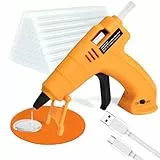 MAXDONE Heißklebepistole Akku, Heißklebepistole Kabellos mit 30 Heißklebesticks 7mm & Silikonmatte, USB Typ-C Aufladende 3000mAh, Tragbar Klebepistole Kabellos zum Basteln DIY und Schnelle Reparaturen