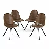 Homy Casa Esszimmerstühle, Stoff, Drehstuhl mit gepolsterter Sitzfläche, für Wohnzimmer, Küche, 4 Stück, schwarze Metallbeine, Braun