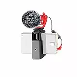 DigiPower universelles Mikrofon mit Fellwindschutz, Richtmikrofon mit Handhalterung, Schwinghalterung, TRS- & TRRS-Kabeladapter für Kameras und Handys, inkl. Tragetasche, DP-DM15F