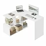 WOLTU Schreibtisch L Form, Eckschreibtisch mit Stauraum, 120x100cm, Bürotisch, Computertisch mit Ablagefächern, PC Tisch, Winkelschreibtisch, Arbeitstisch für Büro Arbeitszimmer, Weiß