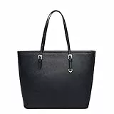 Shilanmei Handtaschen für Damen, groß, weiches PU-Leder, Tragetasche für Mädchen, Handtasche mit Reißverschluss oben, Schultertasche für Schule, Arbeit, Alltag, Reisen (schwarz), Schwarz ,