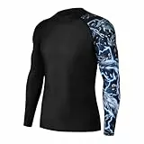 SLIMBELLE Rashguard Herren Langarm UPF 50+ UV-Schutzshirts Kompressionsshirt Herren Schnelltrocknendes Atmungsaktiv Surfen Angeln Wandern Top