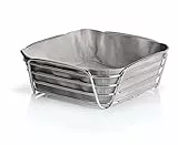 blomus -DELARA- Brotkorb L aus verchromtem Stahl, Taupe, Baumwoll-Stofftasche, trendiges und modernes Design, vielseitig nutzbar, exklusive Optik (H / B / T: 9 x 26 x 26 cm, 63668)
