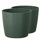 Tymar Blumentopf,Übertopf, 2er-Pack, Runde Form ((2pack) Grün, ø 15 cm)