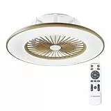 Noaton Deckenventilator mit Beleuchtung 11056CR Vega, LED Dimmbar max 44 W, 3 Farbtemperaturen, Fernbedienung, Timer, Luftdurchsatz bis zu 61 m3/min, für Wohnzimmer Ø56cm Braun, mit Lautsprecher