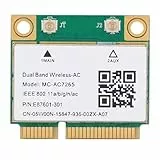 Ejoyous PCIE WLAN Karte MC-AC7265, Drahtlose WLAN Karte Netzwerk Adapter Dualband 2.4G/5G Bluetooth WiFi Netzwerkkarte, für Laptop Notebook PC 8 10