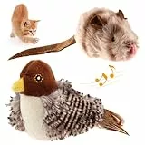 GiGwi Zwitschervogel-Katzenspielzeug Set, Interaktives Jagdspielzeug für Wohnungskatzen, Bewegungsaktiviertes Spielzeug mit Tierlauten und echten Federn für alle Katzenrassen