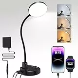 ZAPLIT 15W LED Schreibtischlampe mit USB-A & USB-C – Dimmbar, 3 Farbtemperaturen, 5 Helligkeitsstufen, 4 Timer, Flexibler 360° Schwanenhals, Augenschonend, Tischlampe für Büro & Schlafzimmer - Schwarz