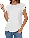 Damen Kurzarm Tops Business Casual Shirts Loose Fit T-Shirts Sommerkleidung Mode Trendy Outfit Weiß L