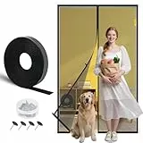 fowong Upgrades Fliegengitter Balkontür mit 10x Reißfestigkeit Nanogitter, 120x240 cm, verstärkte Magnet Fliegengitter-Tür Insektenschutz ohne Bohren für Balkontür bis 5 Jahren Garantie, Schwarz