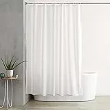 Amazon Basics Duschvorhang, Wasser- und schimmelresistenter Stoff, Badezimmervorhang mit Ösen und Haken, maschinenwaschbar, 183 x 183 cm, Weiß