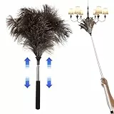 Miawtro Staubwedel Straußenfedern,40-116cm Staubwedel Lang Ausziehbar,Duster Für Spinnweben Entfernen,Staubwischer Waschbar,Zum Reinigen von Wänden, Tischen und Fenstern