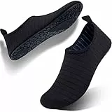 FELOVE Badeschuhe Wasserschuhe Strandschuhe Surfschuhe Barfuß Schuhe,Breathable Schwimmschuhe Hausschuhe Yoga Schuhe für Wassersport für Damen Herren, Schwarz.TW 40/41